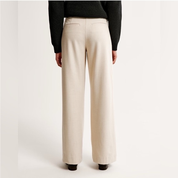 Abercrombie & Fitch Sloane Tailored Wide Leg Dress Pants In Ivory Size 26/2 - Picture 2 of 10